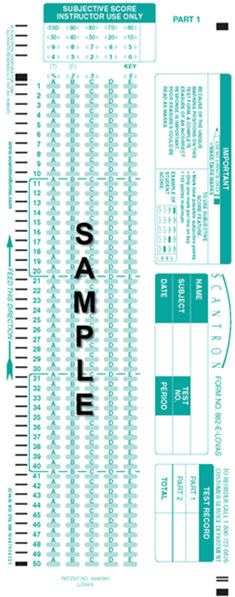 picture of scantron answer sheet 882-3